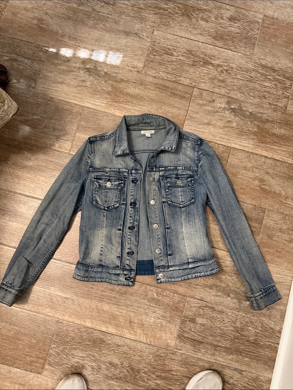 Boston Proper Distressed Light Blue Denim Jacket